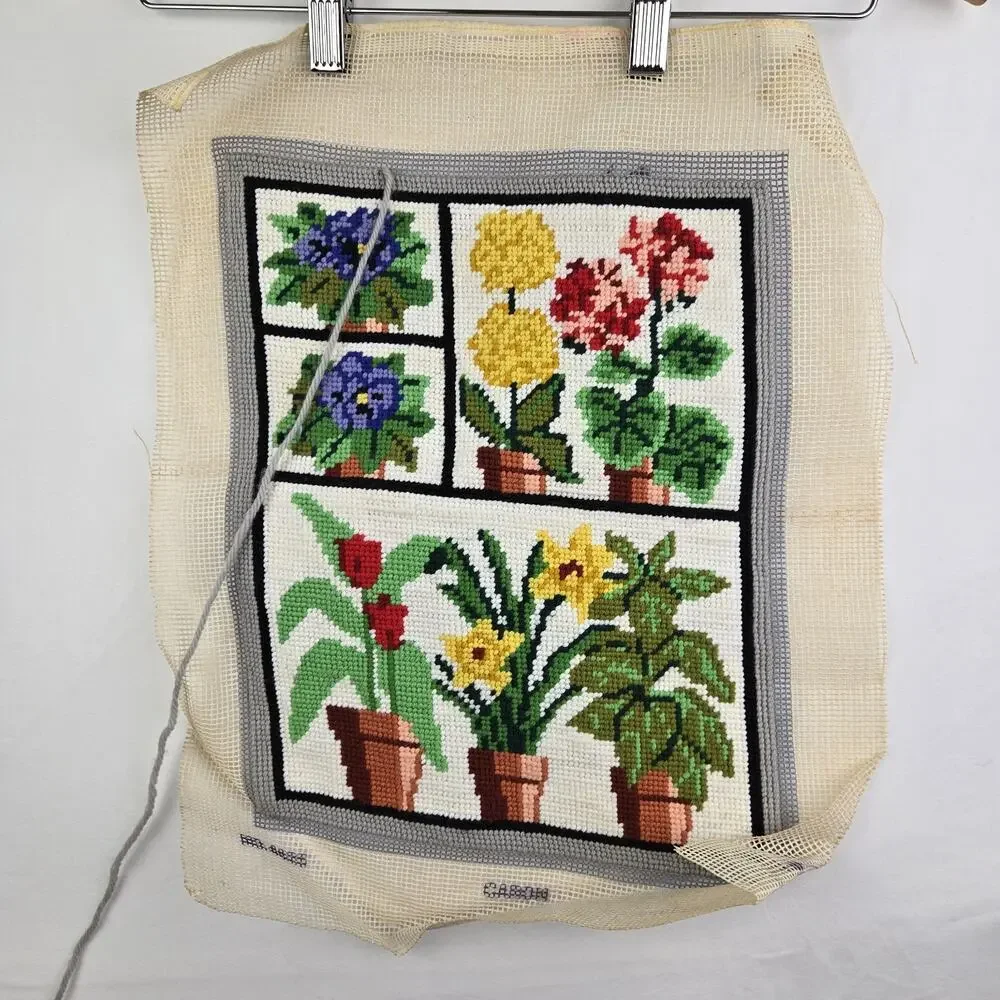 Vintage Greenhouse Needlepoint Unfinished By Caron.‎ Read